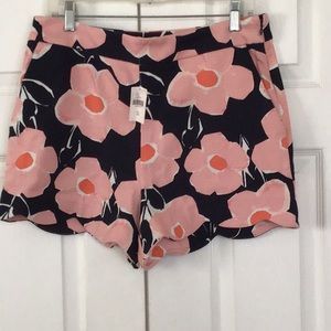 Anthropologie Georgie Scalloped Hem Floral Shorts
